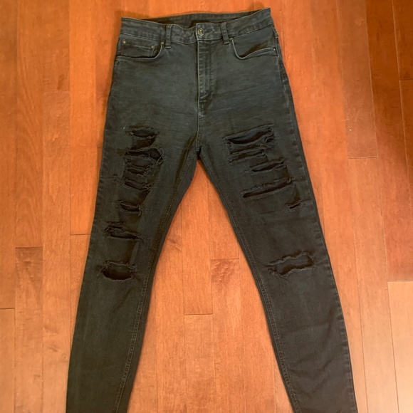 High Waisted Zara Ripped Black Skinny Jeans - Picture 4 of 4